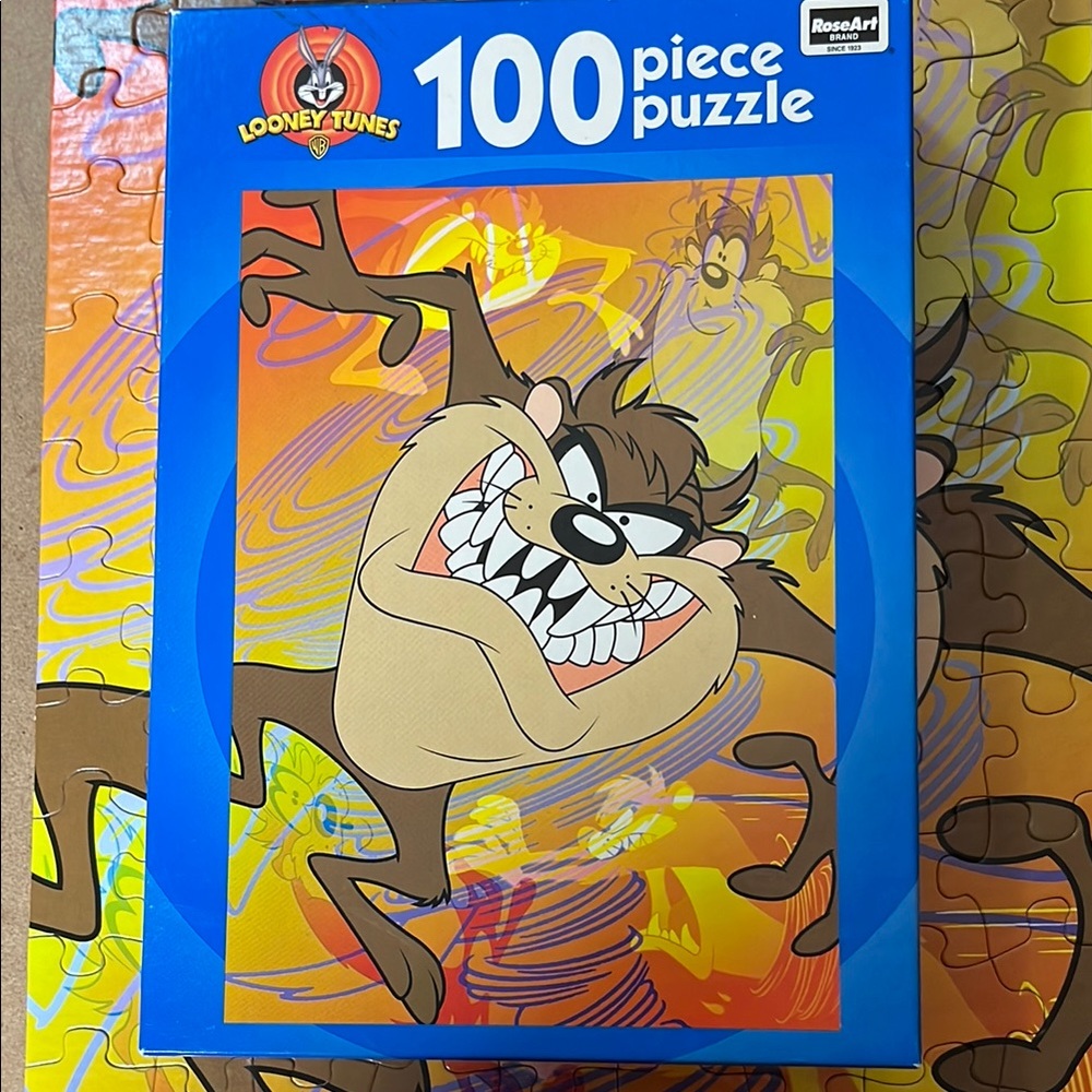 🧩 100 large piece Looney Tunes “Tasmanian Devil” puzzle from Rose Art. Complete.